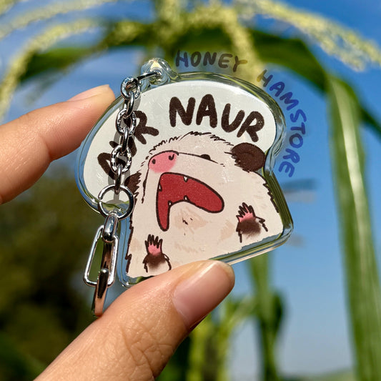 Possum Aur Naur Clear Acrylic Keychain | Cartoon Illustration Art Style Double-Sided Epoxy Charm | Cute Kawaii Funny | Gift For Her For Him