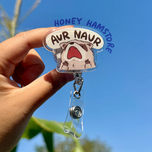 Raccoon Aur Naur Badge Reel with ID Belt Clip Cute Design Acrylic for Children Gift Name Work Accessories for Nurses Medical Teacher Student