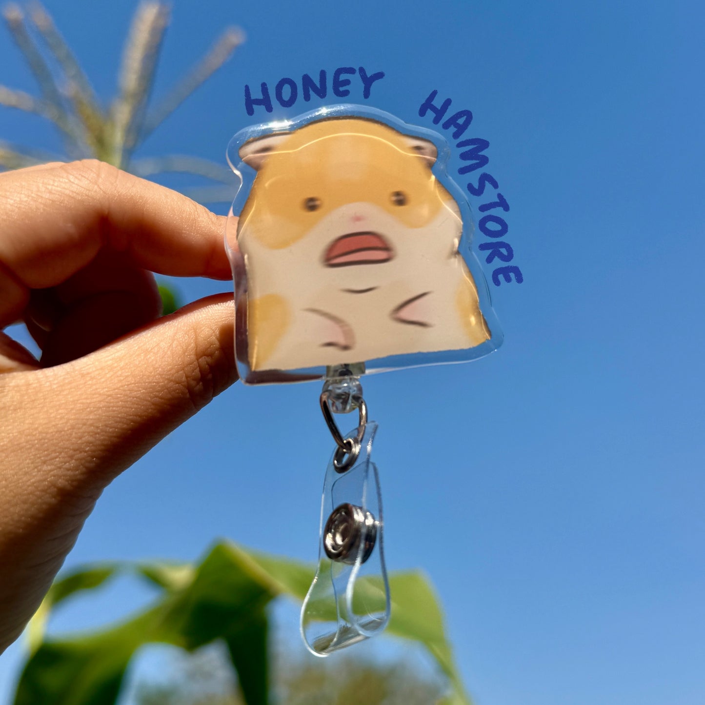 Hamster Scared/Scream Badge Reel with ID Alligator Clip Cute Design Acrylic Children Gift Work Accessories Nurses Medical Teacher Student