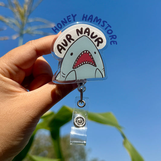 Shark Aur Naur Badge Reel with ID Belt Clip Cute Design Acrylic for Children Gift Work Accessories Nurses Medical Teacher Student