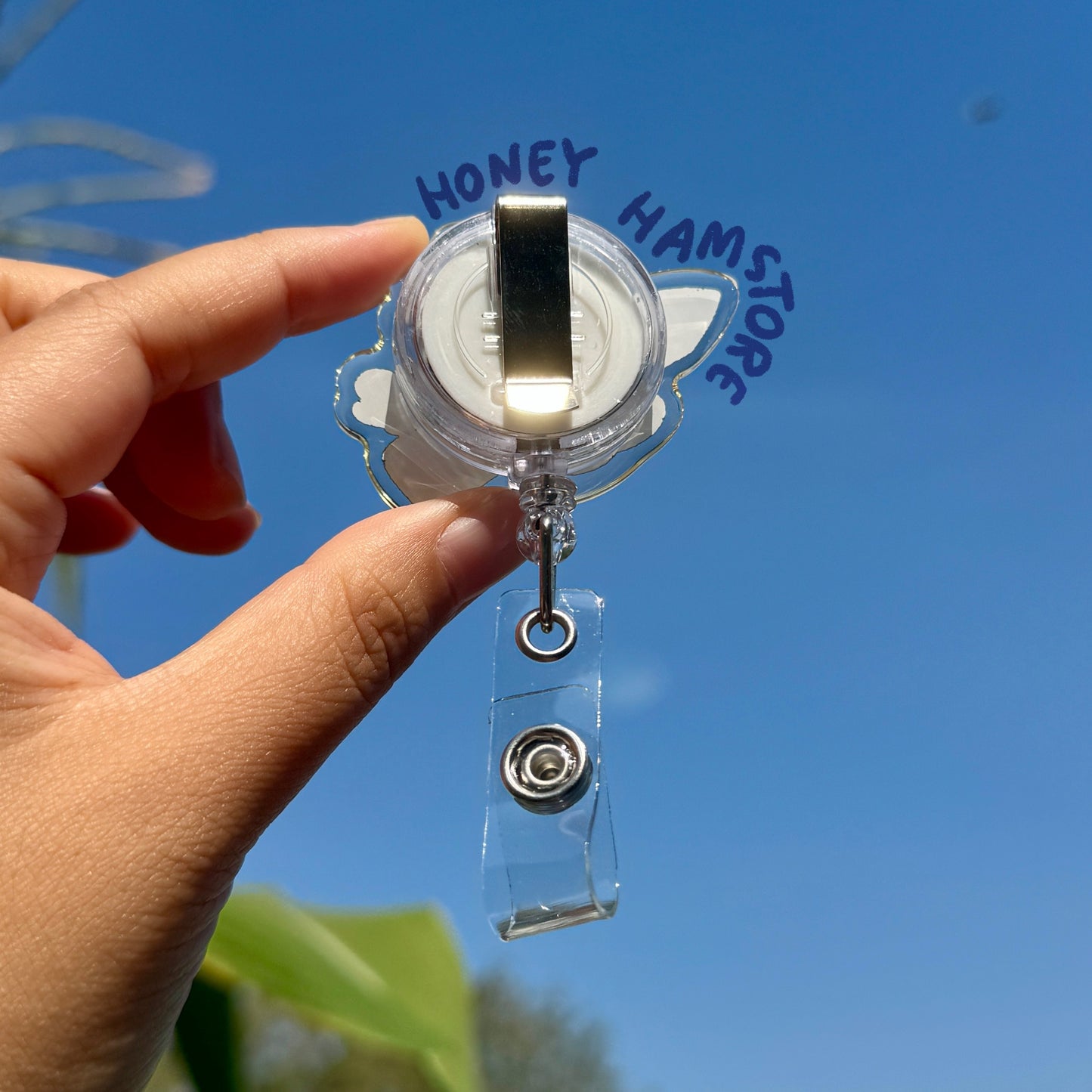 Raccoon Pencil Badge Reel with ID Belt Clip Cute Design Acrylic for Children Gift Work Accessories for Nurses Medical Teacher Student