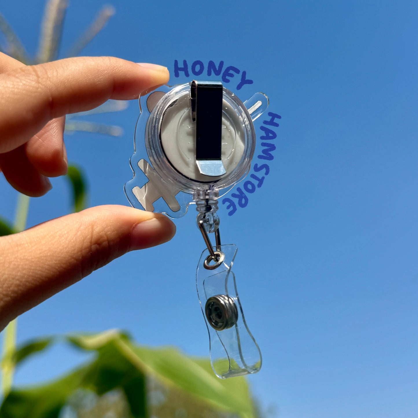 Hamster Syringe Badge Reel with ID Belt Clip Cute Design Acrylic for Doctor Gift Name Work Accessories for Nurses Medical Teacher Student