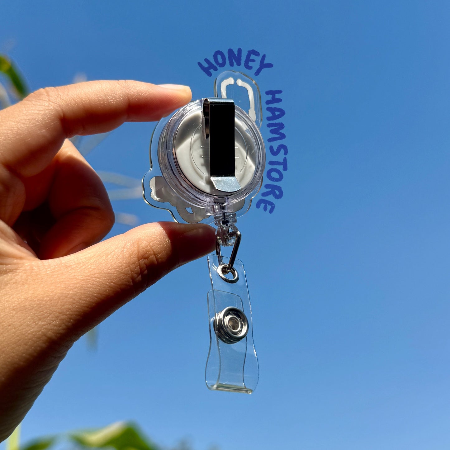 Raccoon Stethoscope Badge Reel with ID Belt Clip Cute Design Acrylic for Doctor Gift Work Accessories for Nurses Medical Teacher Student