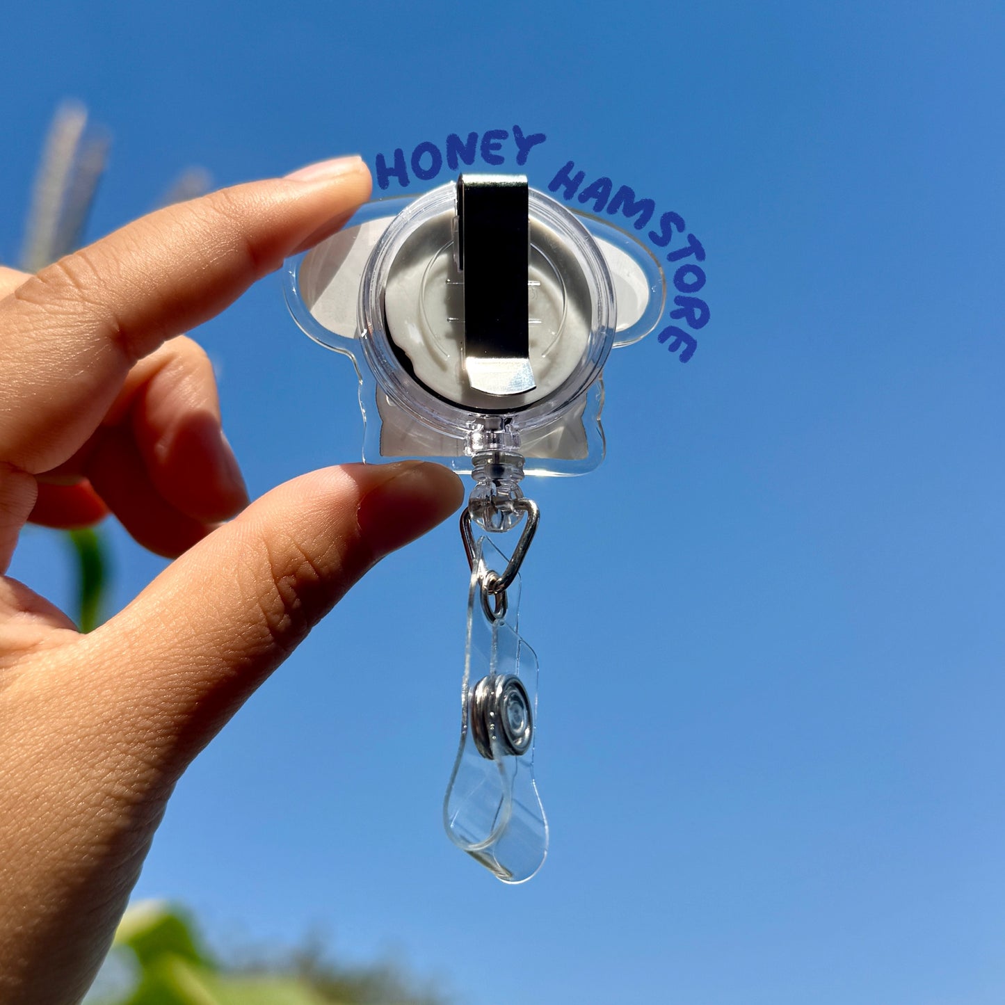 Hamster Aur Naur Badge Reel with ID Belt Clip Cute Design Acrylic for Children Gift Name Work Accessories for Nurses Medical Teacher Student