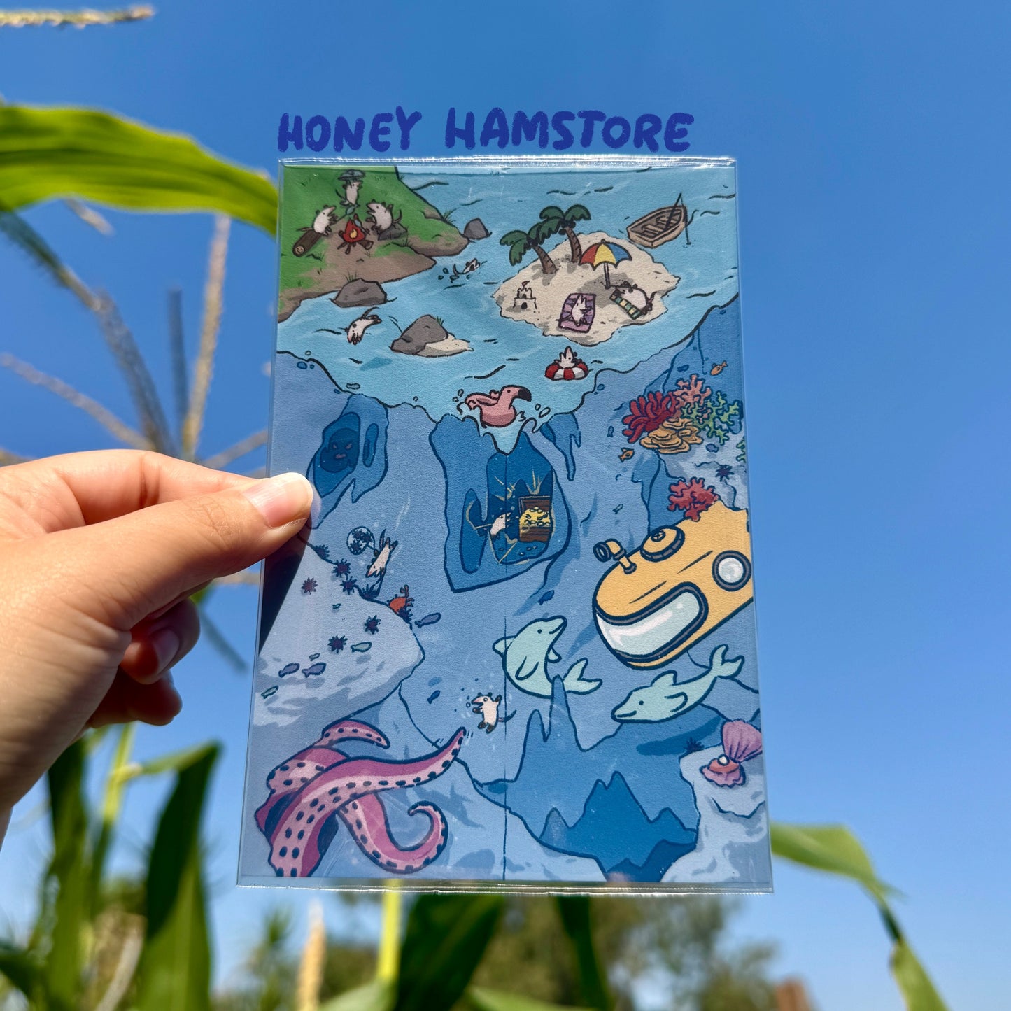 Raccoon Bakery, Hamster Workshop, Possum Island Resort Illustrated Postcards | High Quality | Gifts under 5 | Wall Gallery | Small Prints