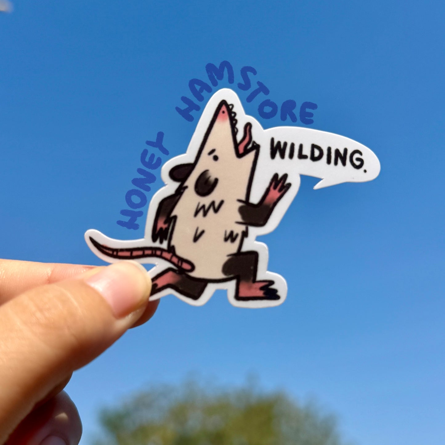 Wilding. | Positive Vibe | Opossum Funny Cute Sticker | Gifts Under 10 | Water Resistant Sticker Decal | Laptop and Water Bottle Sticker
