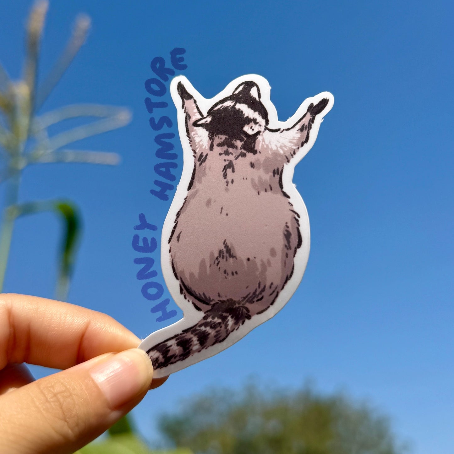 Raccoon Cute Praising | Thank You Happy Raccoon | Funny Sticker | Raccoon Sticker | Gifts under 5 | Water Resistant Sticker Decal