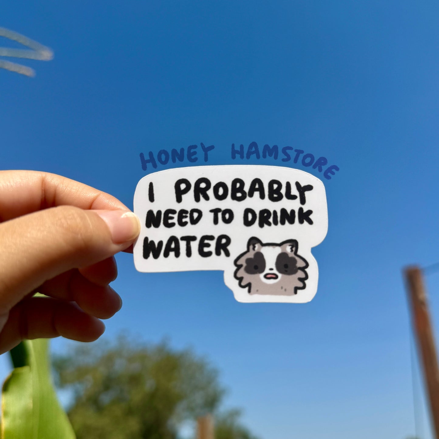 I Probably Need To Drink Water Raccoon | Funny Sticker | Gifts under 10 | Water Resistant Sticker | Laptop Water Bottle Phone Case Decal
