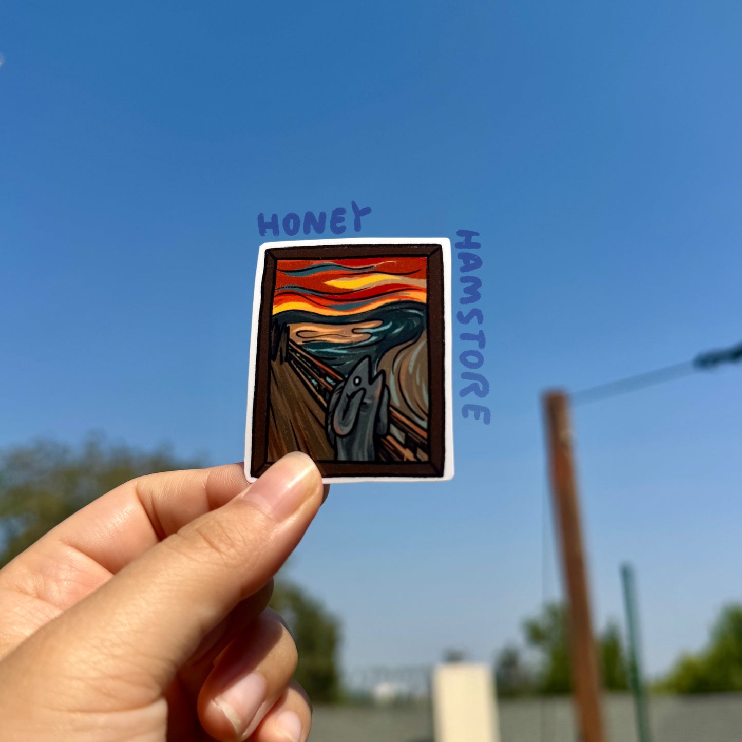 Fish & Hamster The Scream Art | Painting Art History | Fish Gallery Oil Painting | Cute Laptop Sticker | Gifts under 5 | Water Resistant