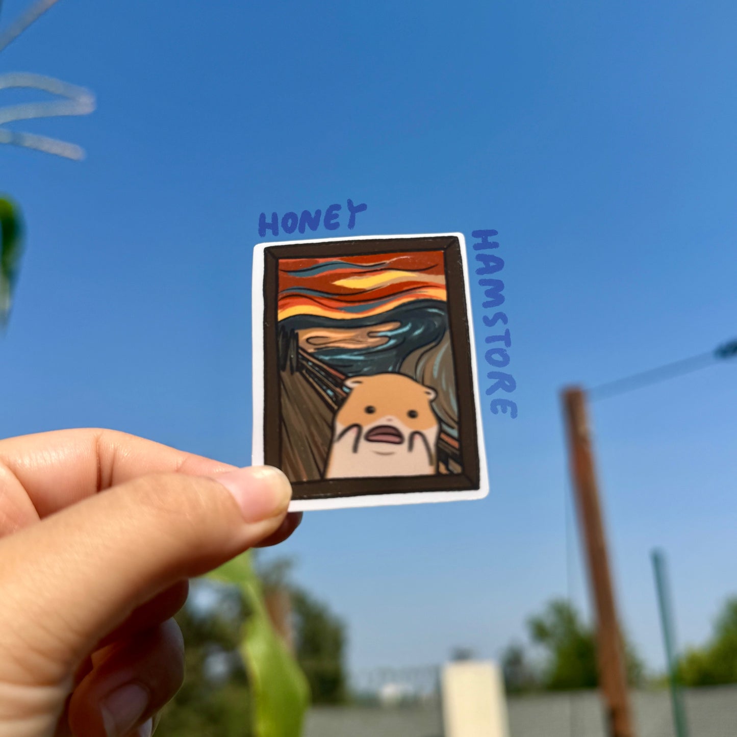 Fish & Hamster The Scream Art | Painting Art History | Fish Gallery Oil Painting | Cute Laptop Sticker | Gifts under 5 | Water Resistant