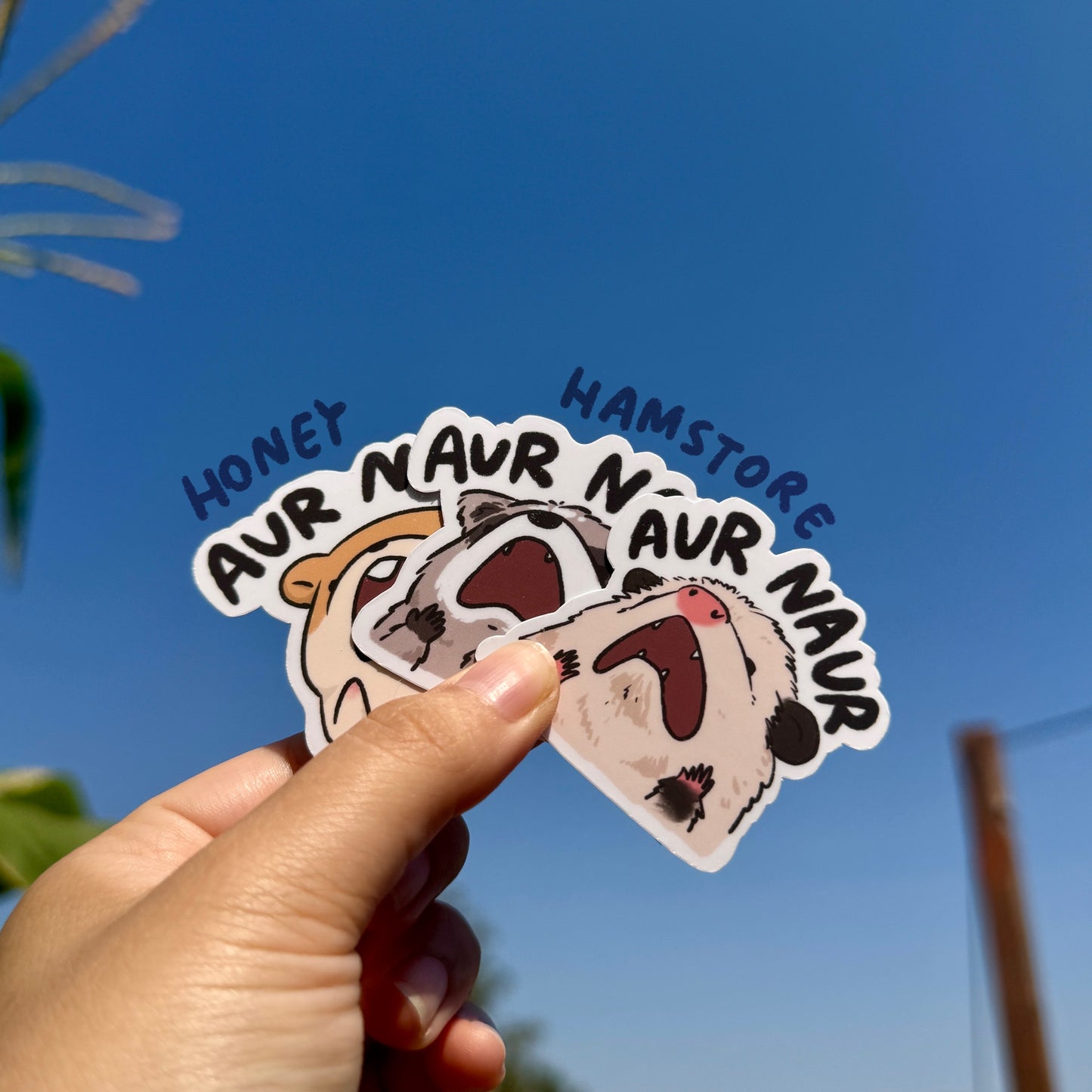 Aur Naur Cute Sticker | Series 1 | Funny Sticker | Possum Hamster Raccoon | Gifts under 10 | Water Resistant Sticker | Water Bottle | Laptop