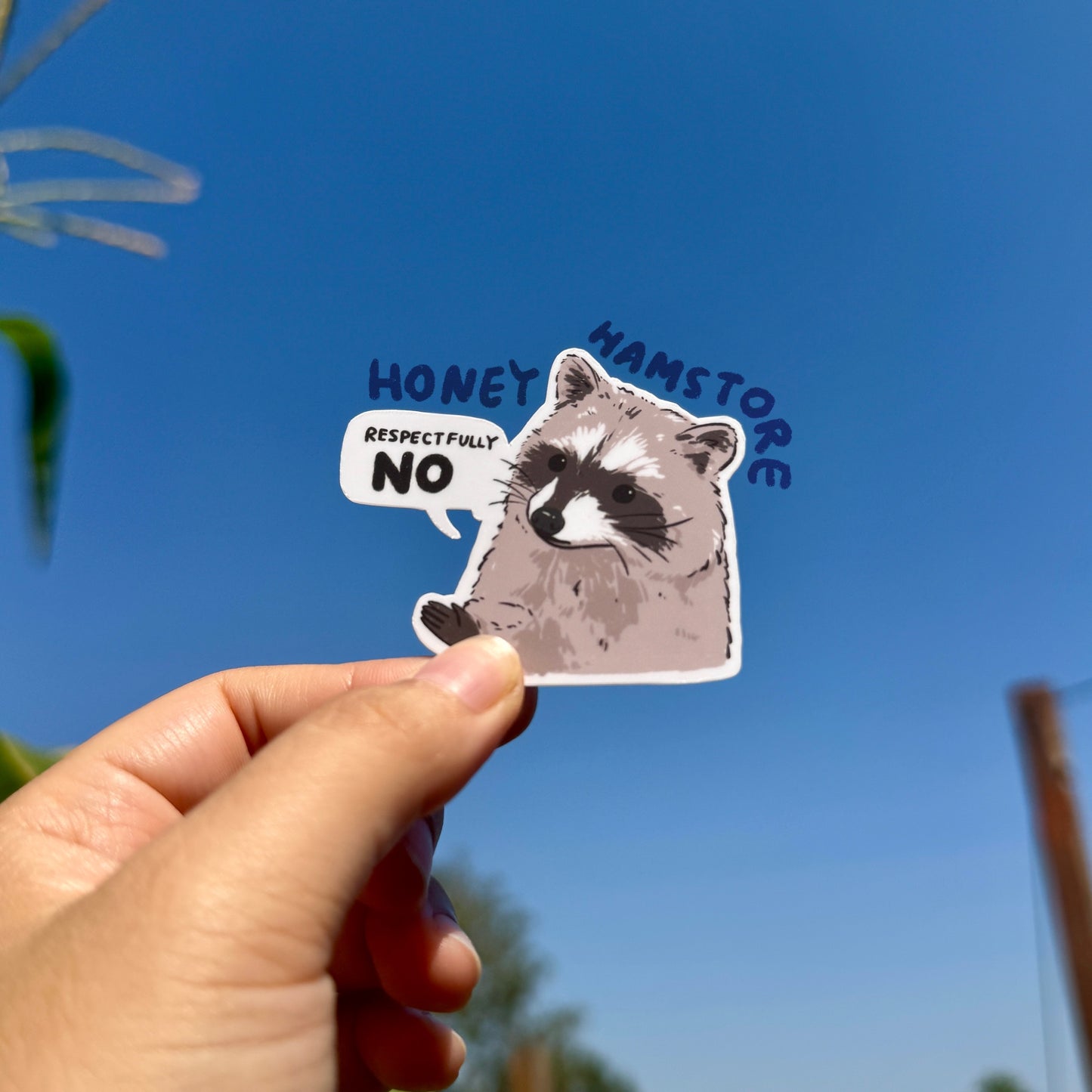 Raccoon Respectfully No | Sarcasm Funny Raccoon Sticker | Gifts under 10 | Water Resistant Decal | Water Bottle | Laptop | Joke Sarcastic