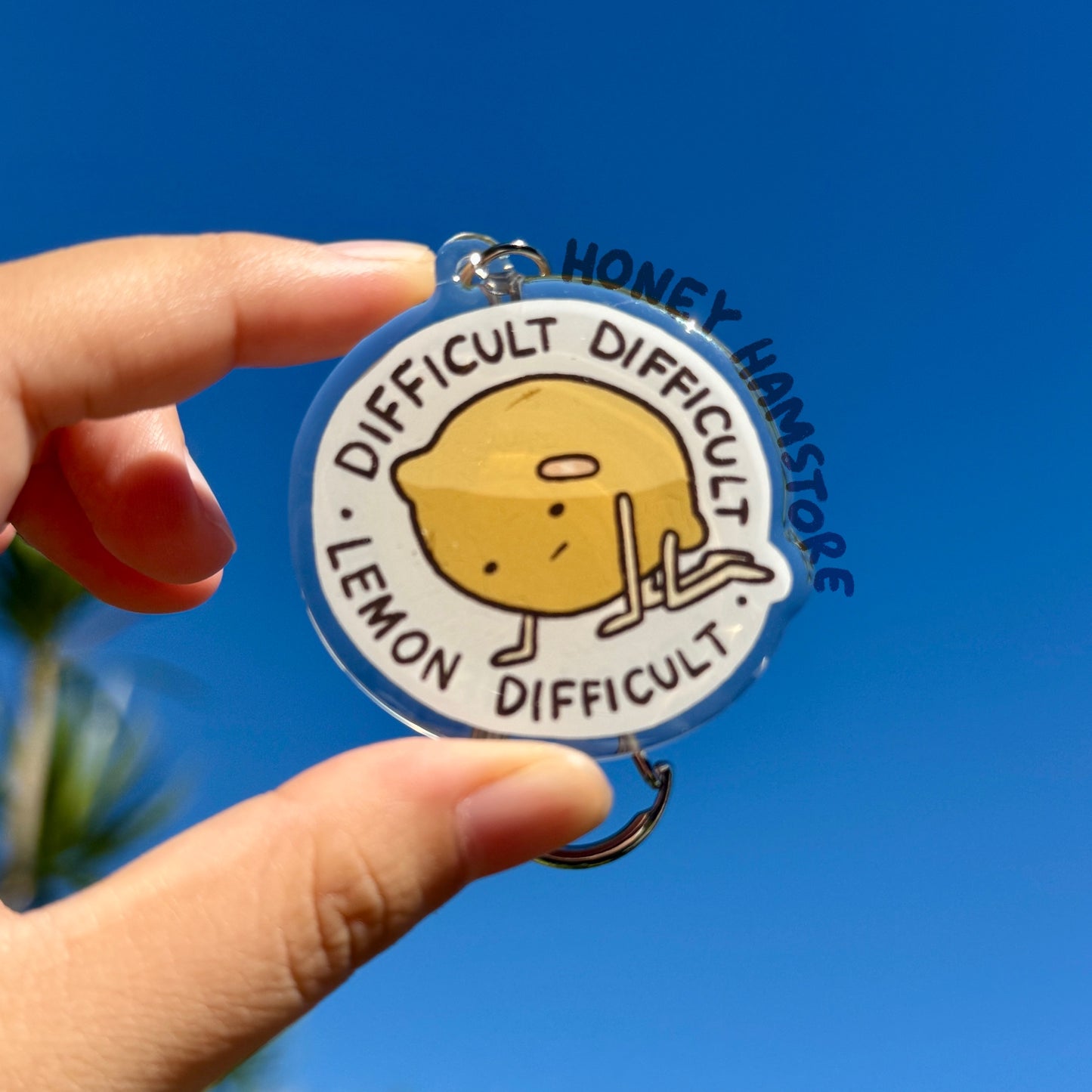 Difficult Difficult Lemon Difficult Acrylic Keychain | Cartoon Illustration Art Style Double-Sided Epoxy Charm | Cute Kawaii Funny | Gift