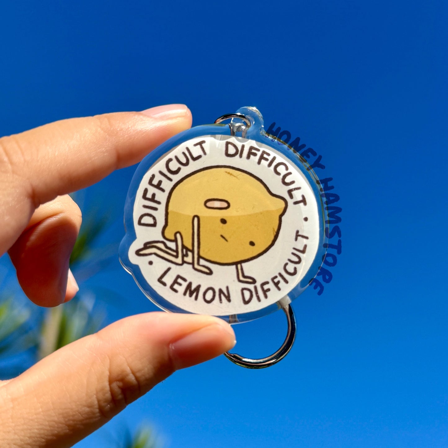 Difficult Difficult Lemon Difficult Acrylic Keychain | Cartoon Illustration Art Style Double-Sided Epoxy Charm | Cute Kawaii Funny | Gift
