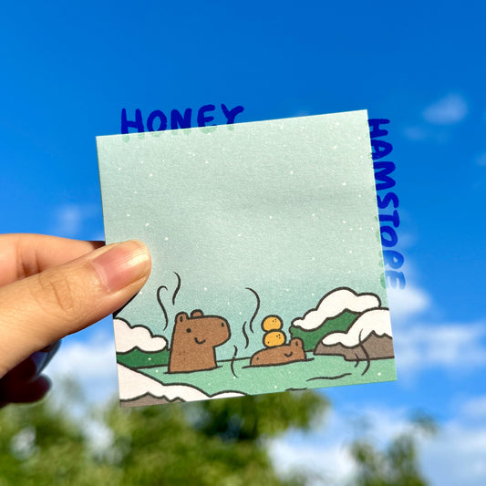 Capybara Hot Spring Oranges | Funny Cute Sticky Note | Gifts Under 10 | Novelty Stationary Present | For Office School