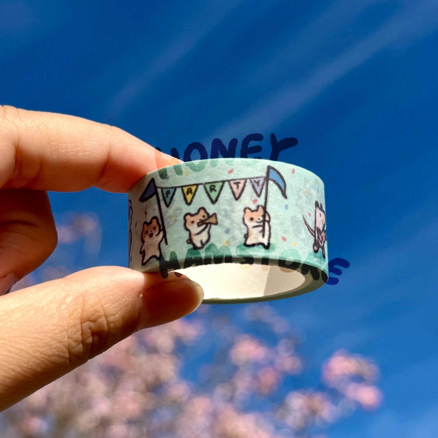 Friends Parade Washi Tape | Cute Planner Journal Scrapbook Kawaii Decorating Stationery | Fun | Hamster Possum Raccoon 2cm x 5m