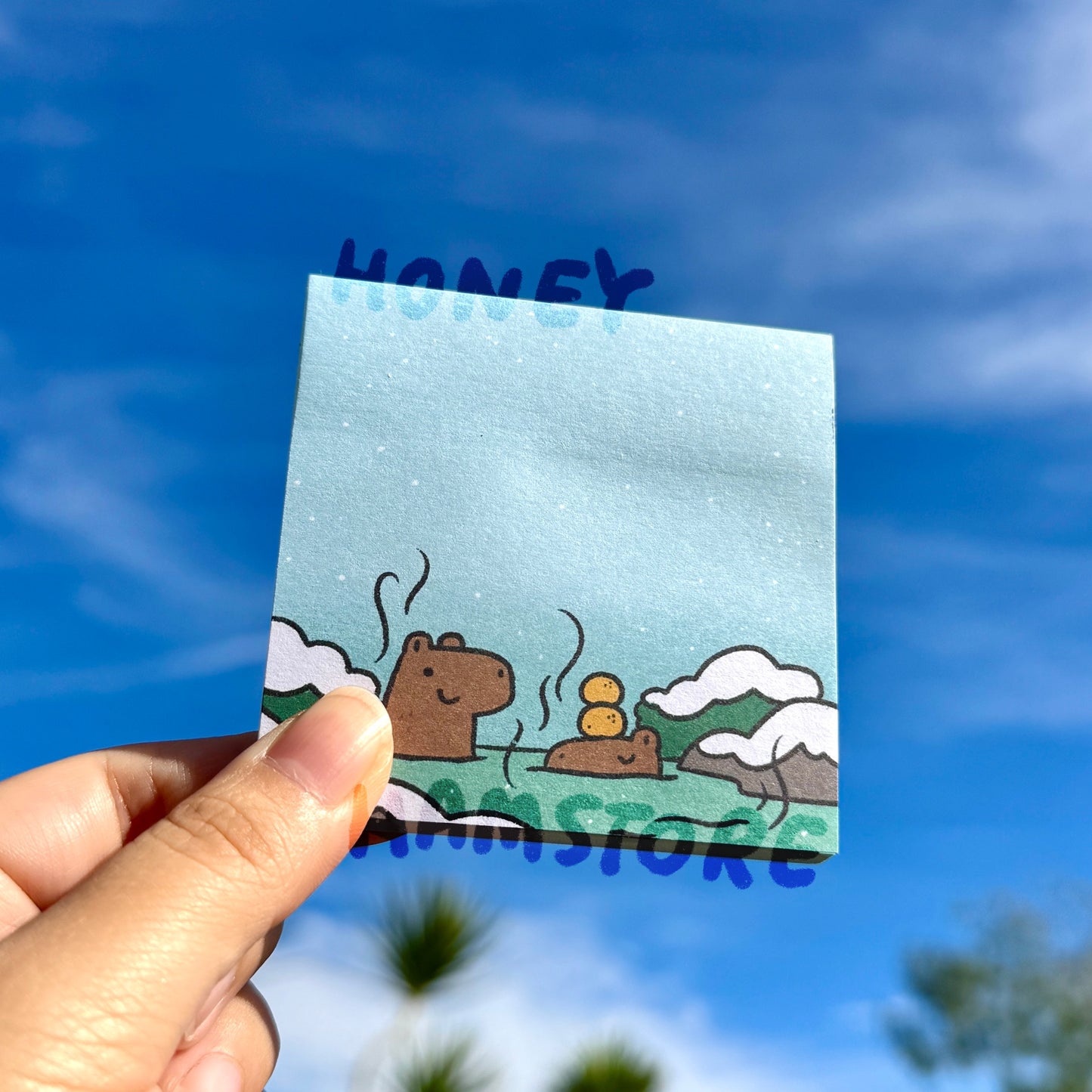 Capybara Hot Spring Oranges | Funny Cute Sticky Note | Gifts Under 10 | Novelty Stationary Present | For Office School