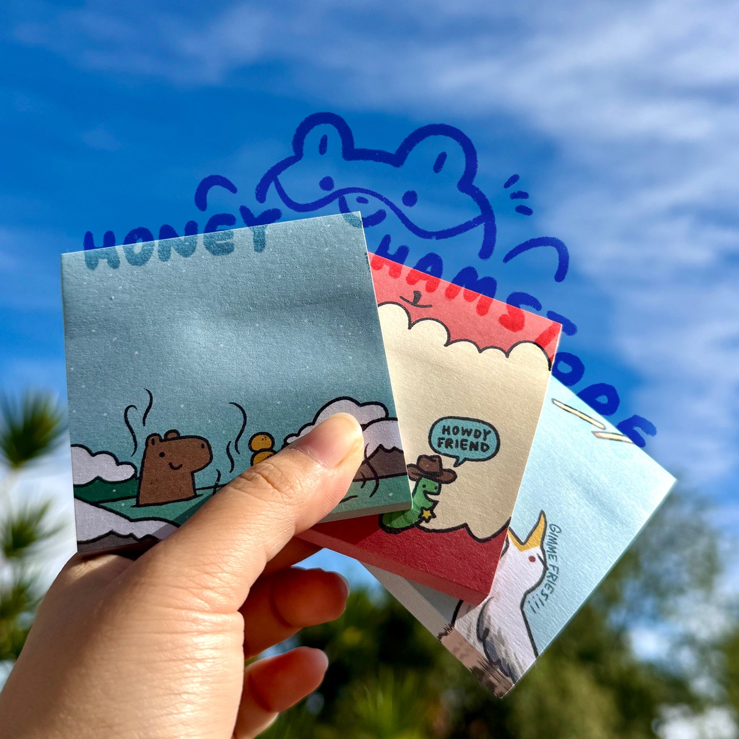 Capybara Hot Spring Oranges | Funny Cute Sticky Note | Gifts Under 10 | Novelty Stationary Present | For Office School