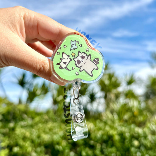 Rodent Friends Raccoon Opossum Rat Badge Reel with ID Alligator Clip Cute Design Acrylic for Children Gift Work Accessories Nurses Medical Teacher Student