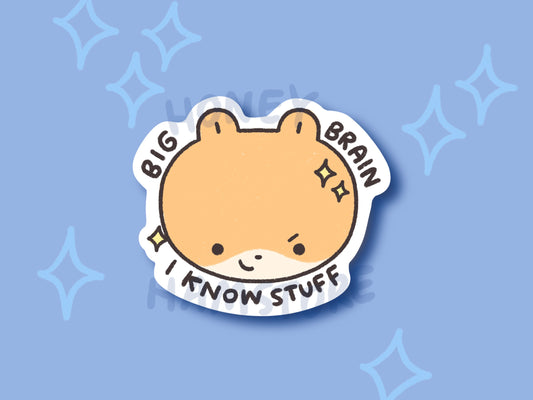 Big Brain Hamster | Funny Cute Sticker | Gifts under 10 | Water Resistant Sticker | Laptop Water Bottle Phone Case