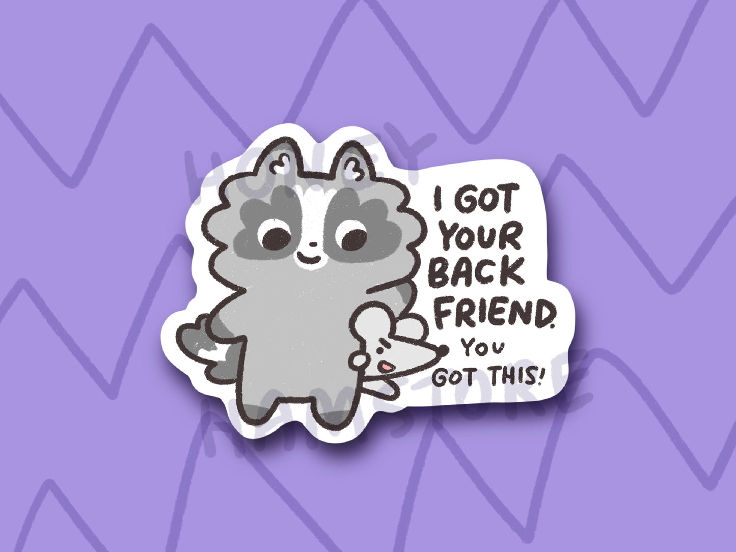 I Got Your Back Friend Raccoon Rat | Funny Cute Sticker | Gifts under 10 | Water Resistant Sticker | Laptop Water Bottle