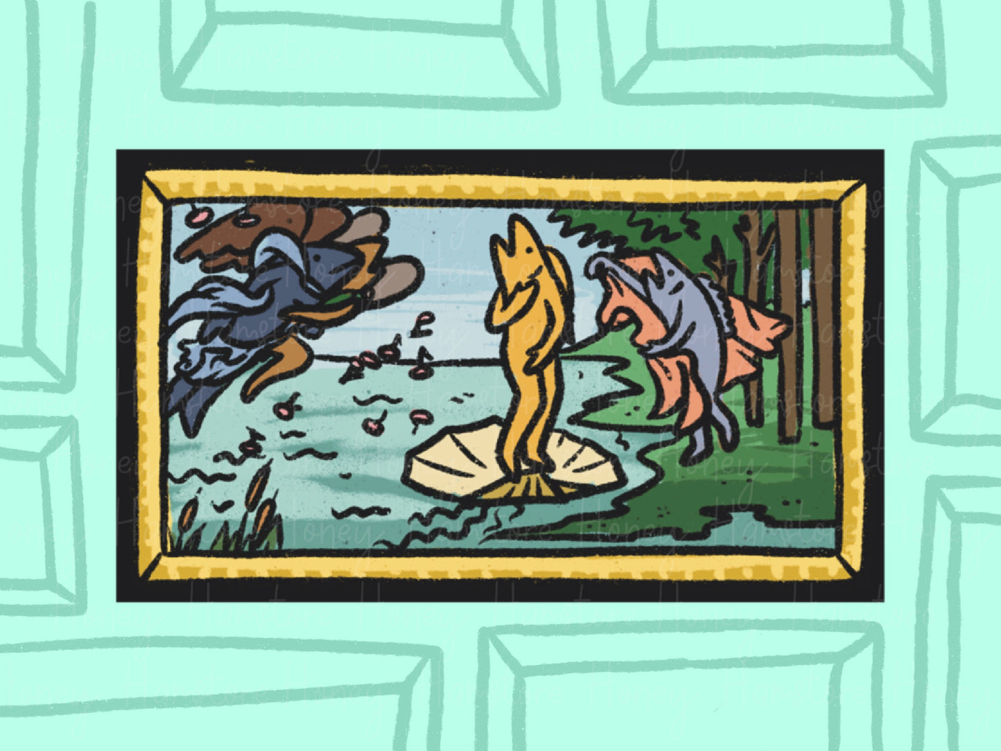 Birth of Fish Laminated Mini Print