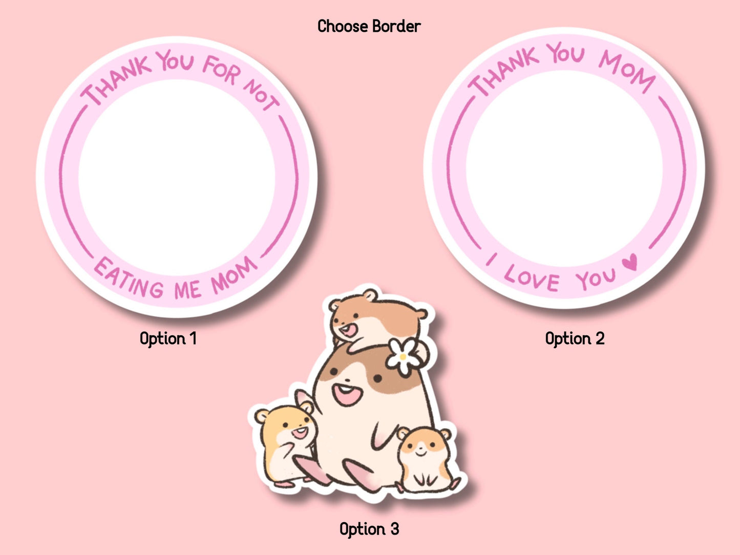 Cute Hamster Mother's Day, Funny Sticker, For Gift / Letter Hold / Notebook / Water bottle