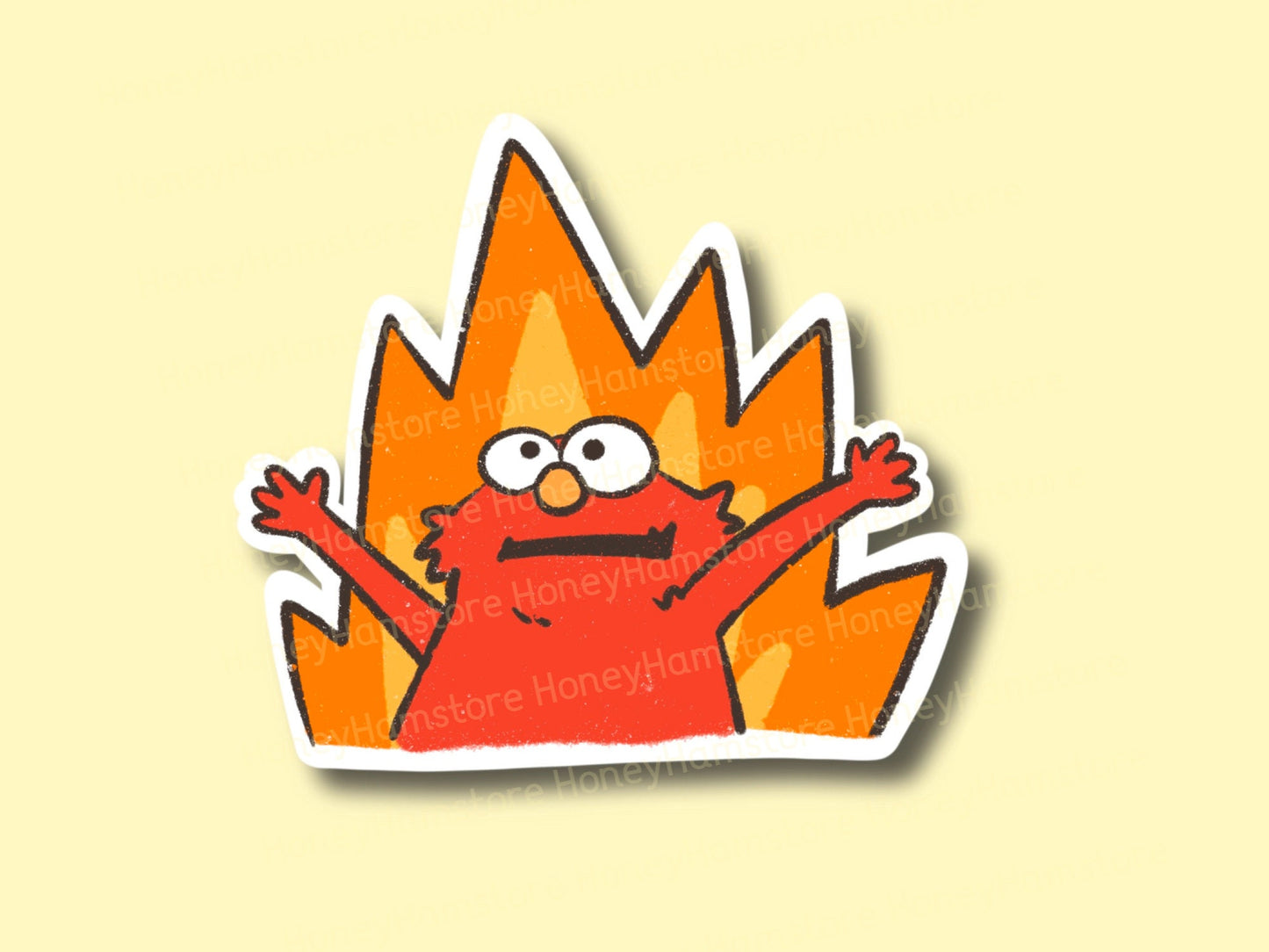 Hellmo Sticker | Vinyl Cute Funny Sticker | Meme Sticker | Laptop Water Bottle Folder Phone Case | Water Resistant | Engulfed in Flames