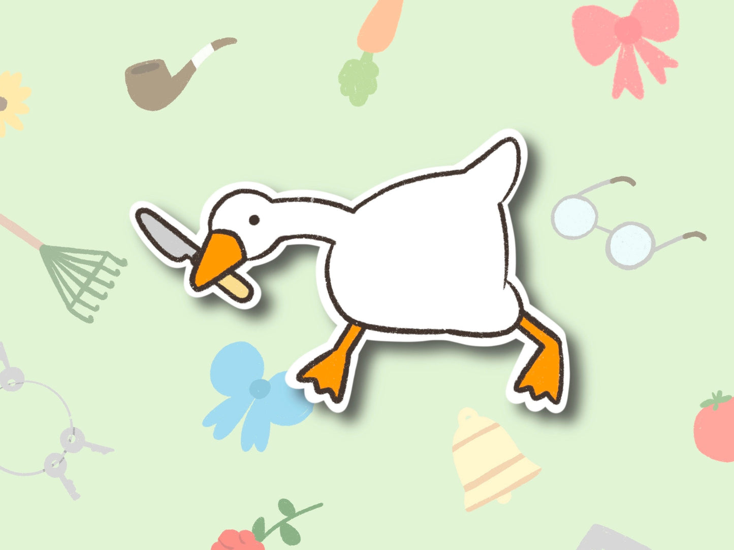 Goose with Knife Sticker | Funny Meme Sticker | Cute Laptop Sticker | Gifts under 5 | Water Resistant Water Bottle Phone Case Duck