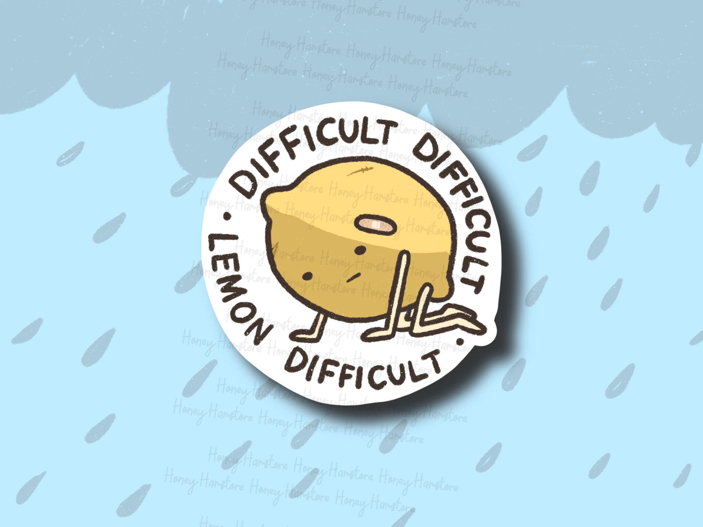 Difficult Difficult Lemon Difficult | Funny Cute Sticker | Laminated | Water Bottle Sticker | Laptop Sticker Decal Notebook Emotion Joke