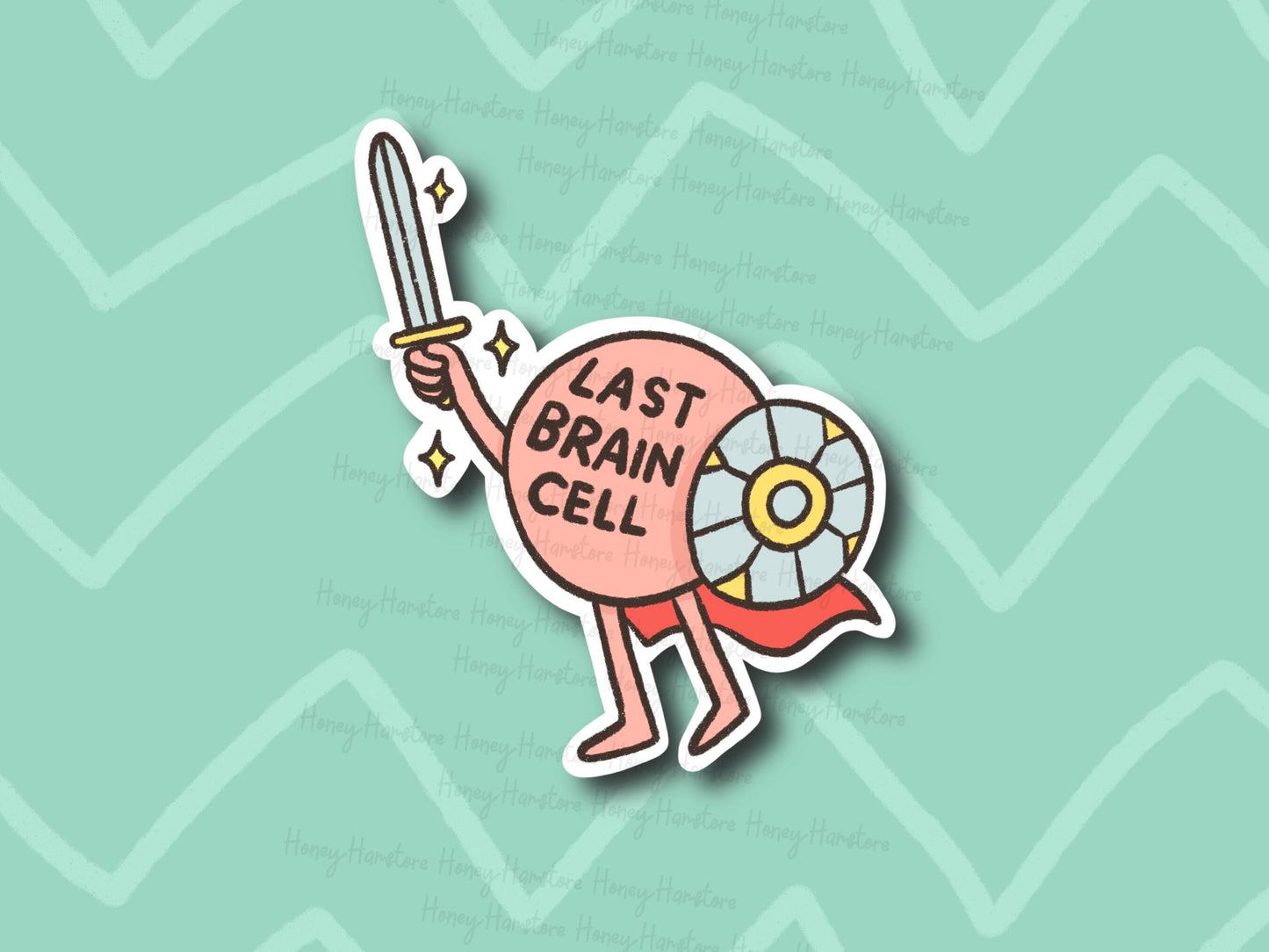 Last Brain Cell Laminated Sticker | Funny Meme Sticker | Gifts Under 5 | Cute Laptop Sticker
