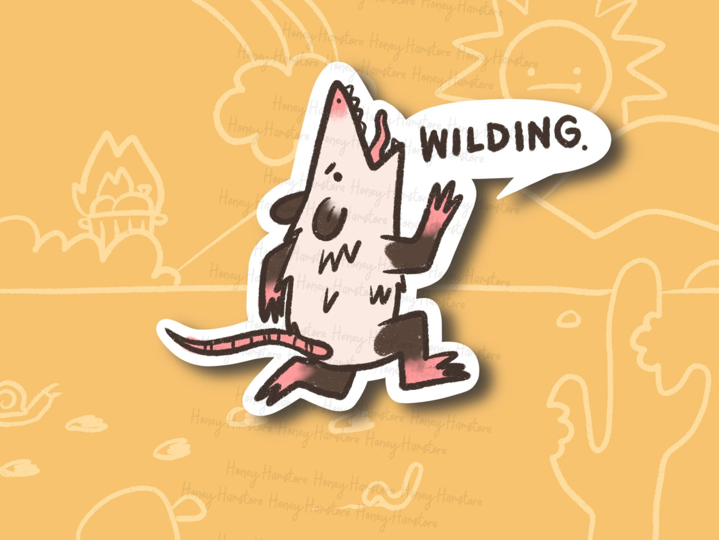 Wilding. | Positive Vibe | Opossum Funny Cute Sticker | Gifts Under 10 | Water Resistant Sticker Decal | Laptop and Water Bottle Sticker