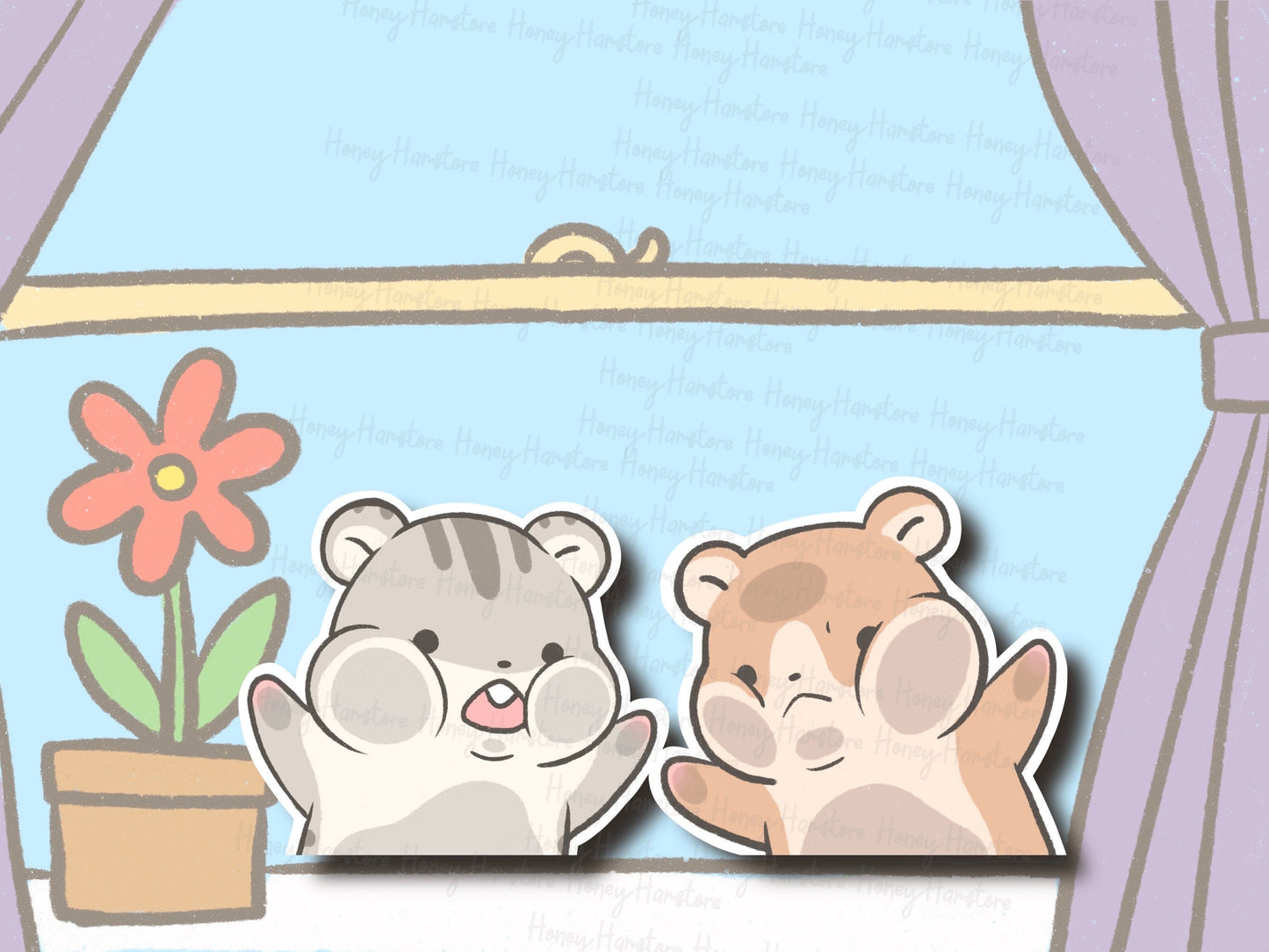 Peeking Hamster | Cute Face Squish | Funny Cute Hamster Sticker | Water Resistant | Laminated | Water Bottle Sticker | Laptop Sticker Decal