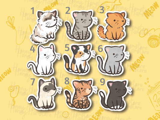 Cute Chibi Cat Kitty Stickers | Cat Lover | Kitten Sticker | Pet Stickers | Cute Laptop Sticker | Gifts under 5 | Water Resistant Sticker