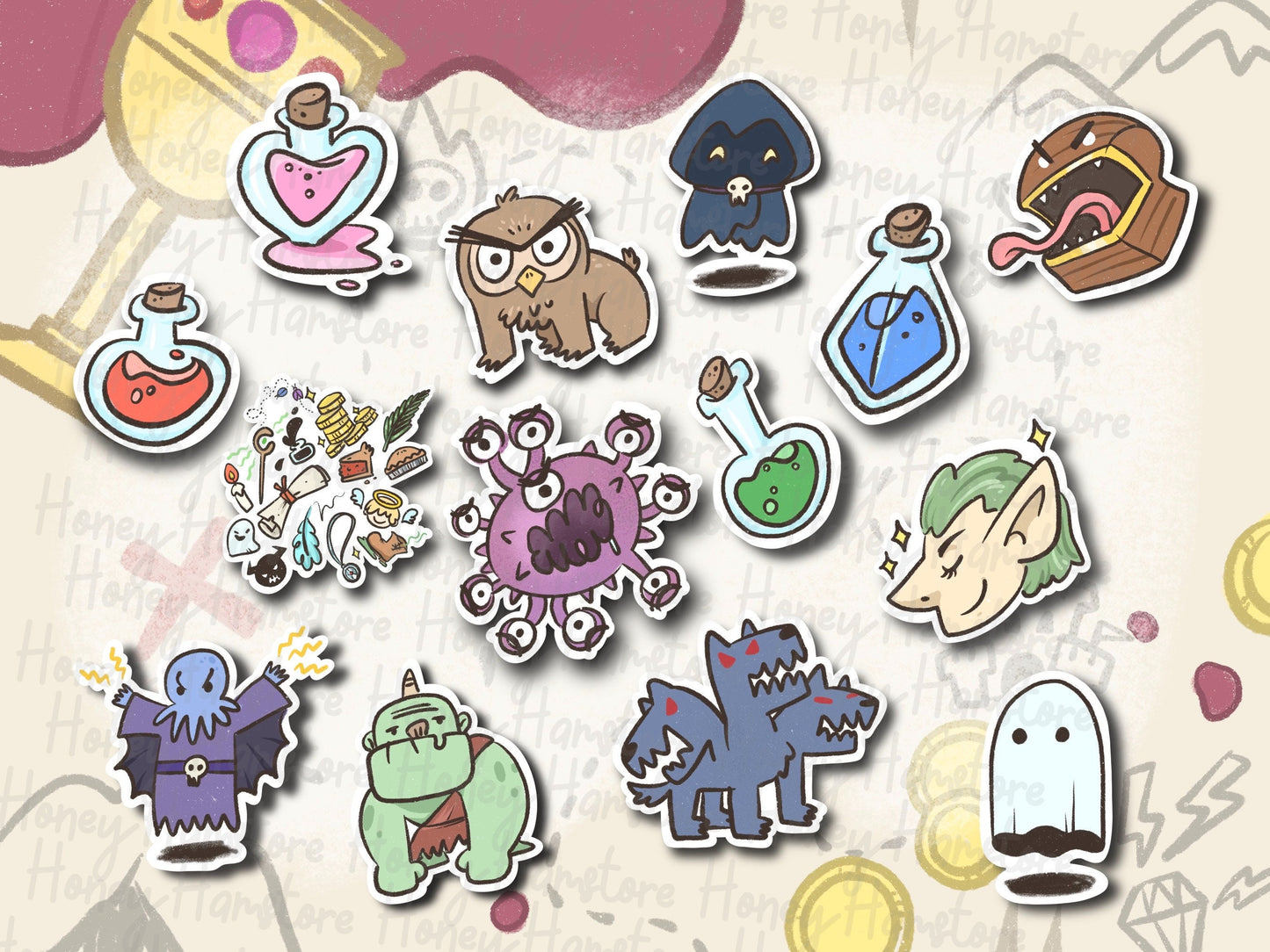 Adventure Dungeon MMORPG Fantasy Monster Stickers | RPG Stickers | Cute Laptop Sticker | Gifts under 5 | Water Resistant Sticker