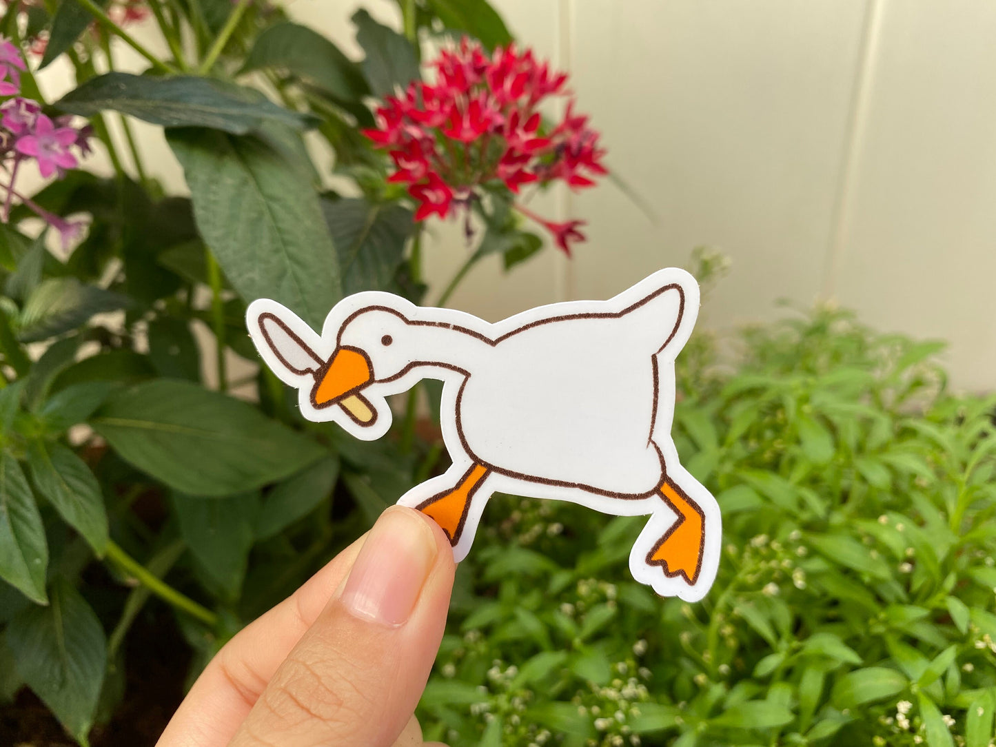 Goose with Knife Sticker | Funny Meme Sticker | Cute Laptop Sticker | Gifts under 5 | Water Resistant Water Bottle Phone Case Duck