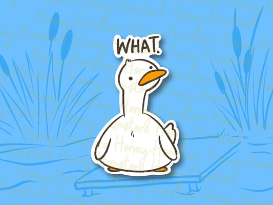 Goose Duck - What Cute Confused Face | Funny Meme Sticker | Cute Laptop Sticker | Gifts under 5 | Water Resistant | Children and Adults