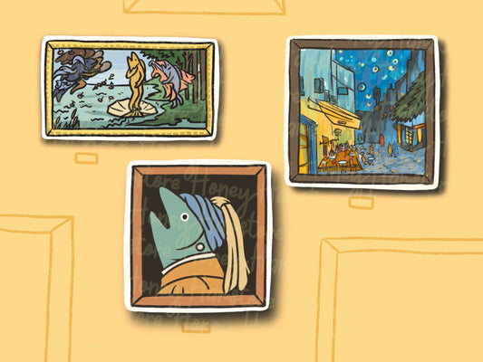 Fish Art Sticker Series 1 | Art History Sticker | Fish Gallery Oil Painting | Artist | Cute Laptop Sticker | Gifts under 5 | Water Resistant