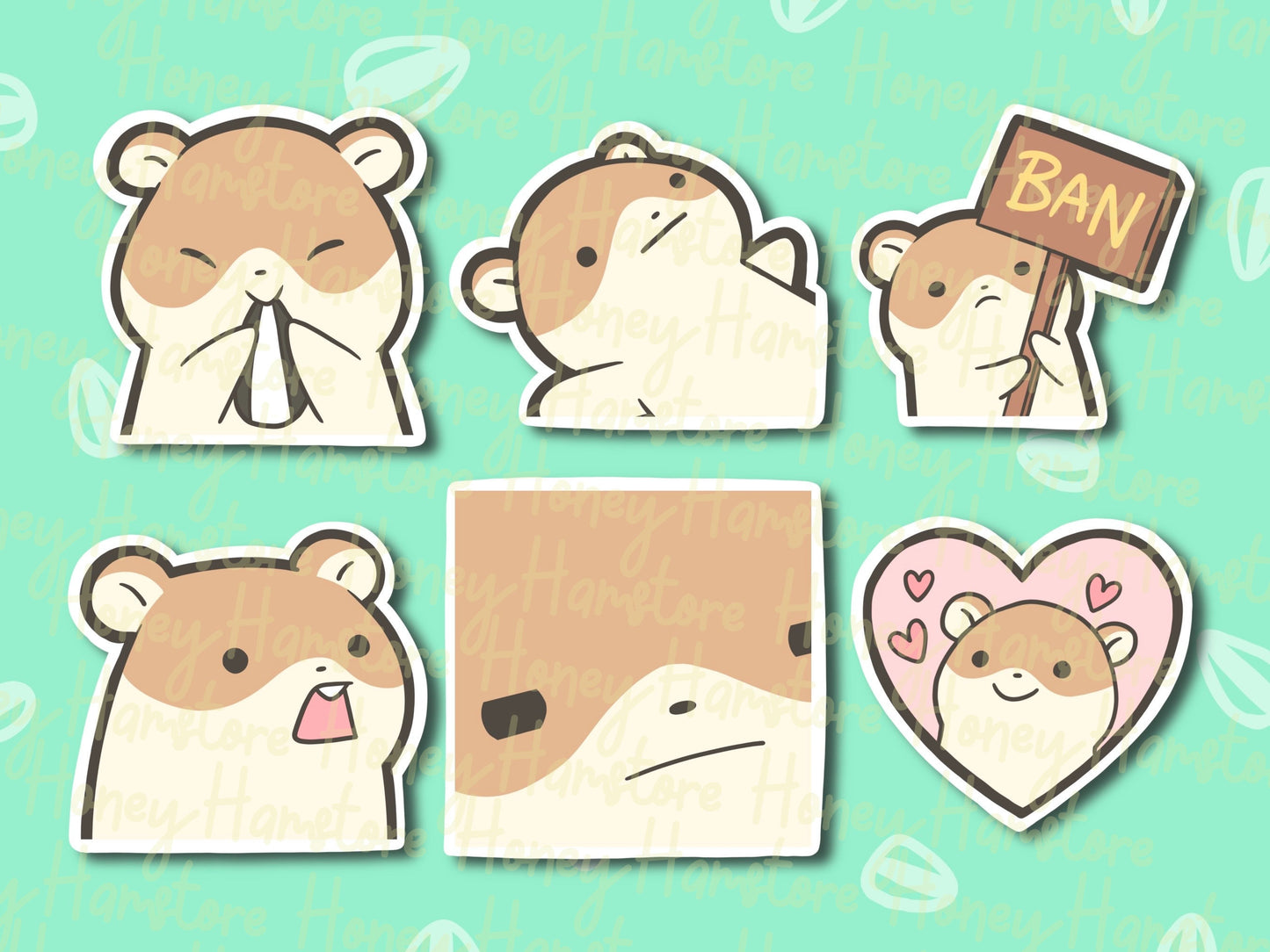 Hamster Emote Sticker Set | Seed Eating | Ban | Pog | Sus | Funny Sticker | Hamster Sticker | Gifts under 5 | Water Resistant Sticker Decal