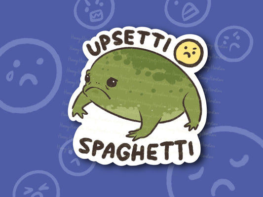 Frog Upset Spaghetti | Funny Sticker | Froggy Sticker | Gifts under 10 | Water Resistant Sticker Decal | Water Bottle | Laptop | Joke Toad