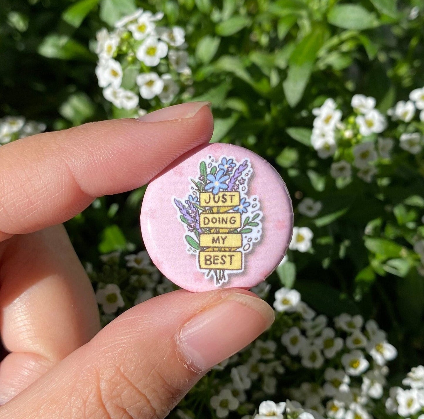 Just Doing My Best | Mini Round Pin | Kawaii Cute Pin | Gifts under 10 | For Him | For Her | Metal Round Pin | Backpack | Bag