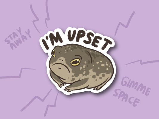 Frog I'm Upset | Funny Sticker | Froggy Sticker | Gifts under 10 | Water Resistant Sticker Decal | Water Bottle | Laptop | Joke