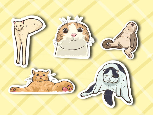 Cat Meme Sticker Set of 5 | Series 2 | Funny Sticker | Gifts under 10 | Water Resistant Sticker | Water Bottle | Joke | Laptop | Cute