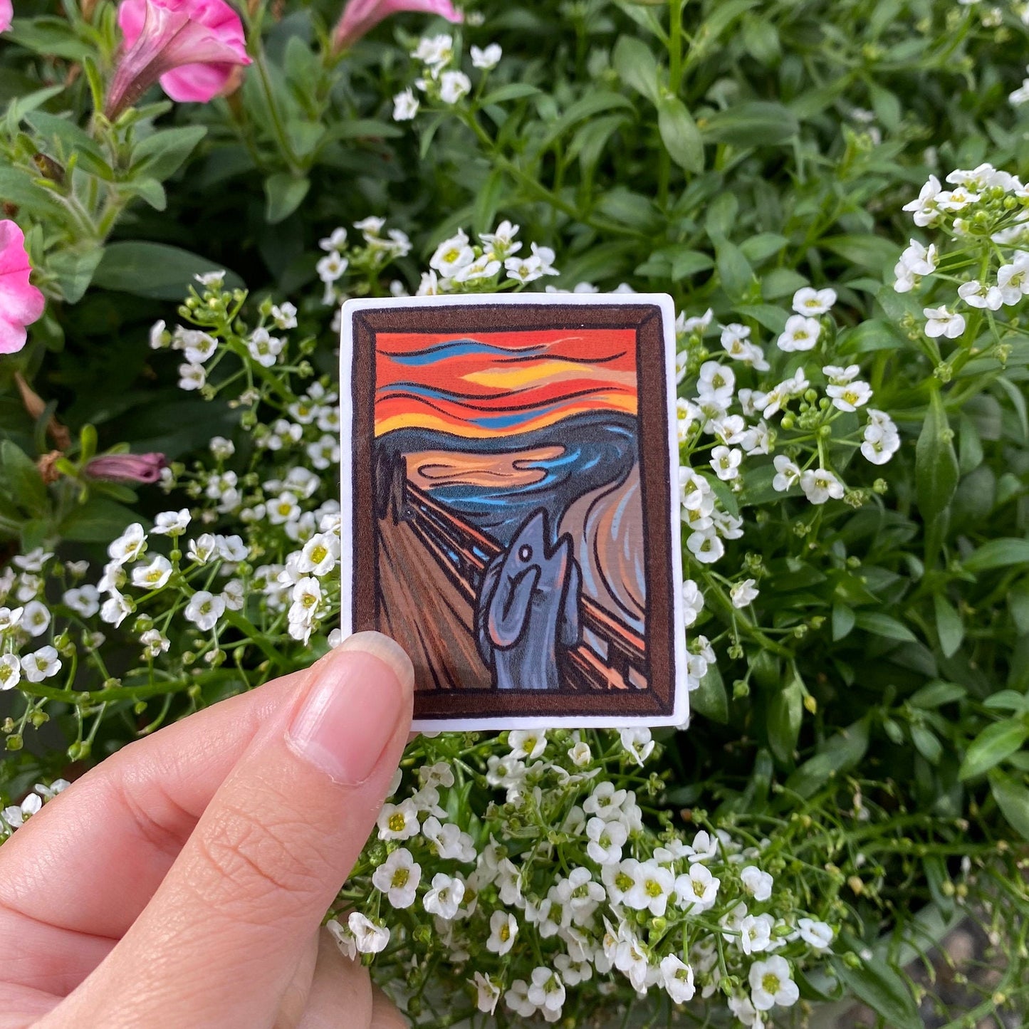 Fish & Hamster The Scream Art | Painting Art History | Fish Gallery Oil Painting | Cute Laptop Sticker | Gifts under 5 | Water Resistant