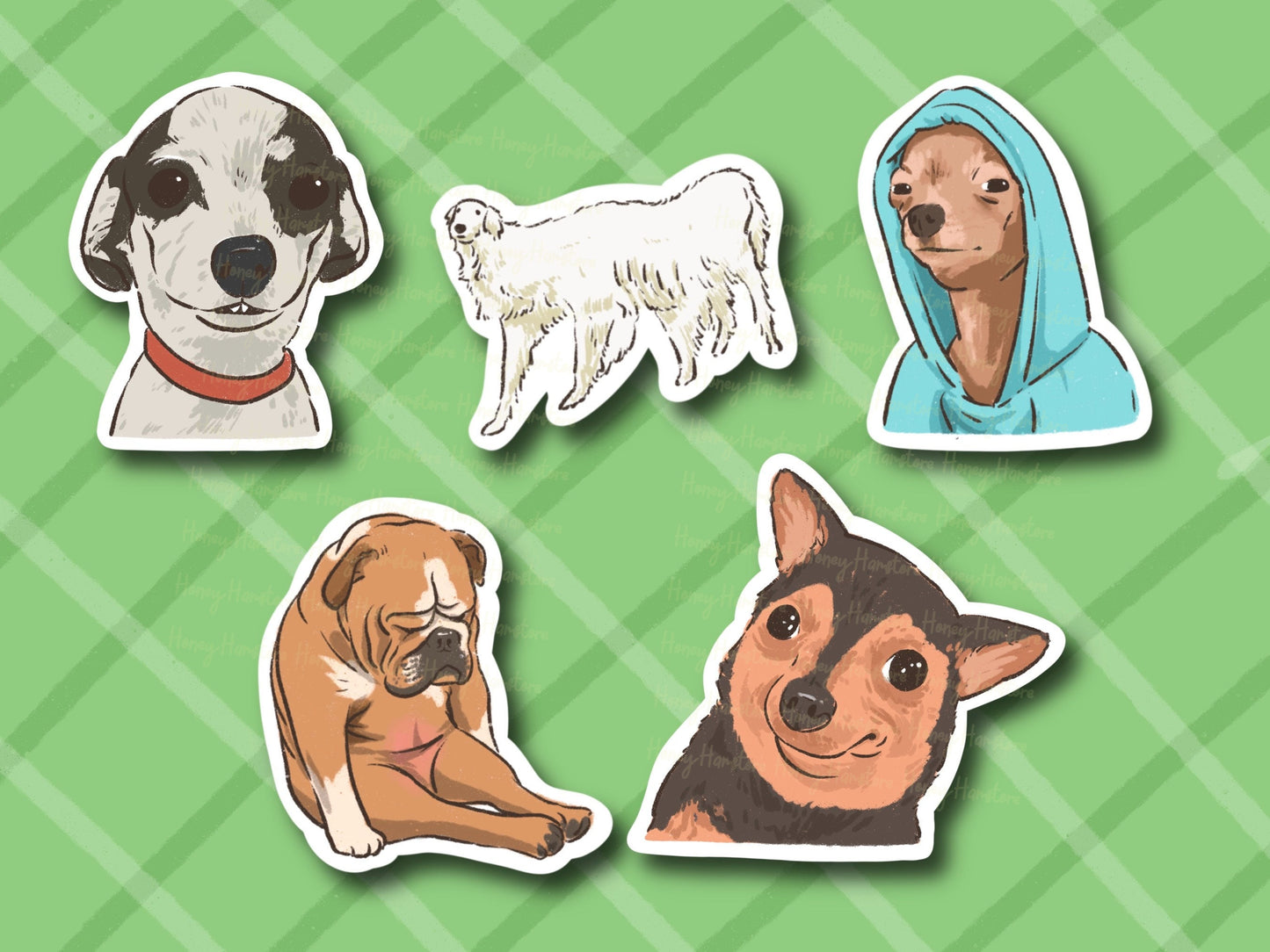 Dog Meme set of 5 Sticker | Series 1 | Funny Sticker | Gifts under 10 | Water Resistant Sticker | Water Bottle | Joke | Laptop | Cute