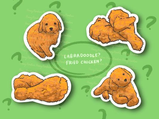 Labradoodle or Fried Chicken Set | Funny Sticker | Gifts under 10 | Water Resistant Sticker | Water Bottle | Joke | Laptop | Cute Sticker