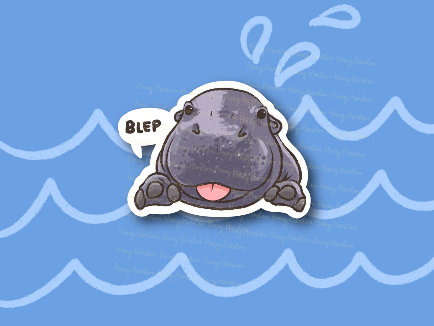 Hippo Blep Sticker | Funny Sticker | Gifts under 10 | Water Resistant Sticker | Water Bottle | Joke | Laptop | Cute Sticker