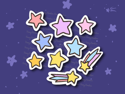 Mini Star Set of 9 Sticker | Aesthetic Sticker | Gifts under 10 | Water Resistant Sticker | Water Bottle | Joke | Laptop Phone | 1x1