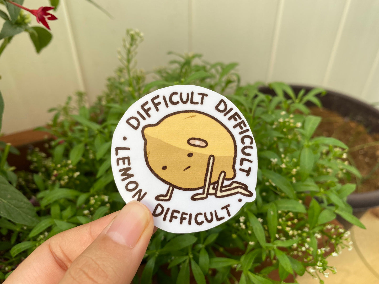 Difficult Difficult Lemon Difficult | Funny Cute Sticker | Laminated | Water Bottle Sticker | Laptop Sticker Decal Notebook Emotion Joke