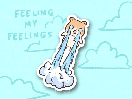 Hamster Crying Into Space | Funny and Cute Laptop Sticker | Gifts under 5 | Water Resistant | Water Bottle | Decal Decor